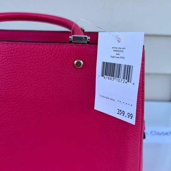 Kate Spade satchel purse leila medium triple compartment Bright Rose - Picture 5 of 12
